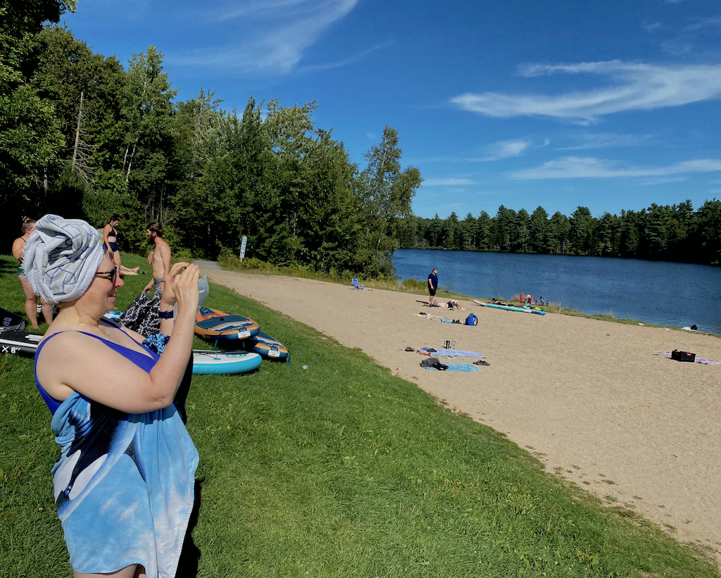 Cathi At Killarney Lake, taking a photo