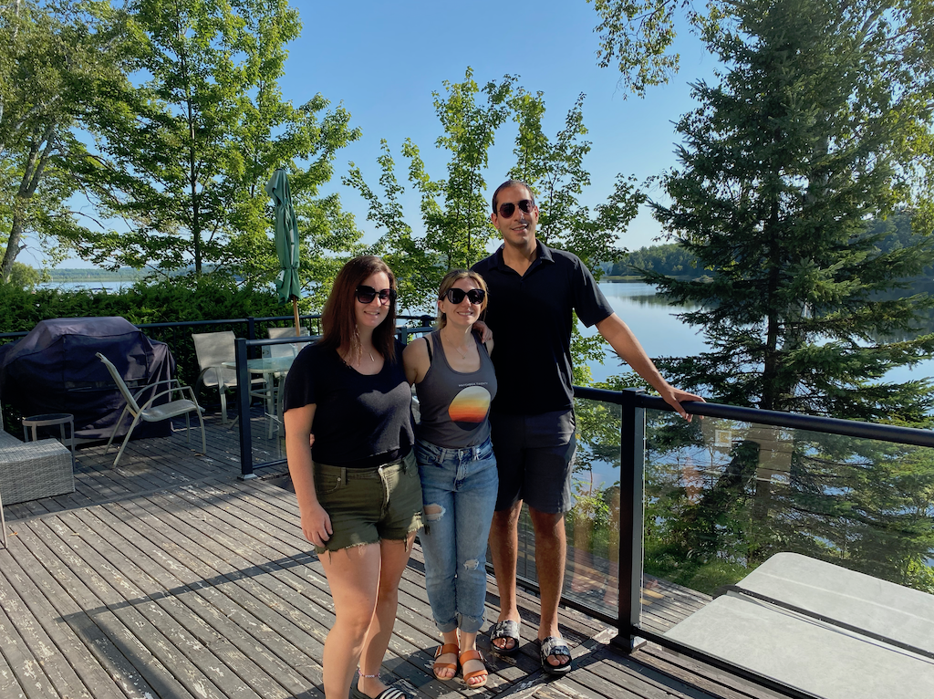 - Three Freinds On the Cottage's Deck -