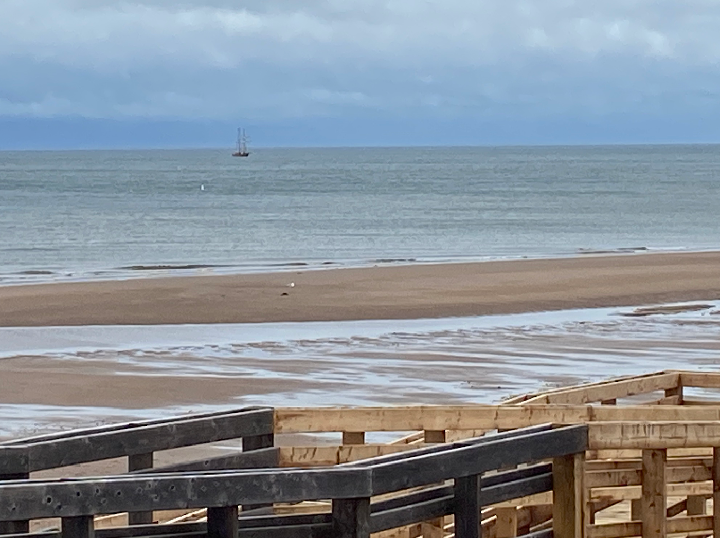 - Telephoto shot of tall ship in the distance - 